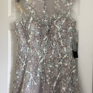 Teri Jon Embroidered A-Line Midi Tulle Gown